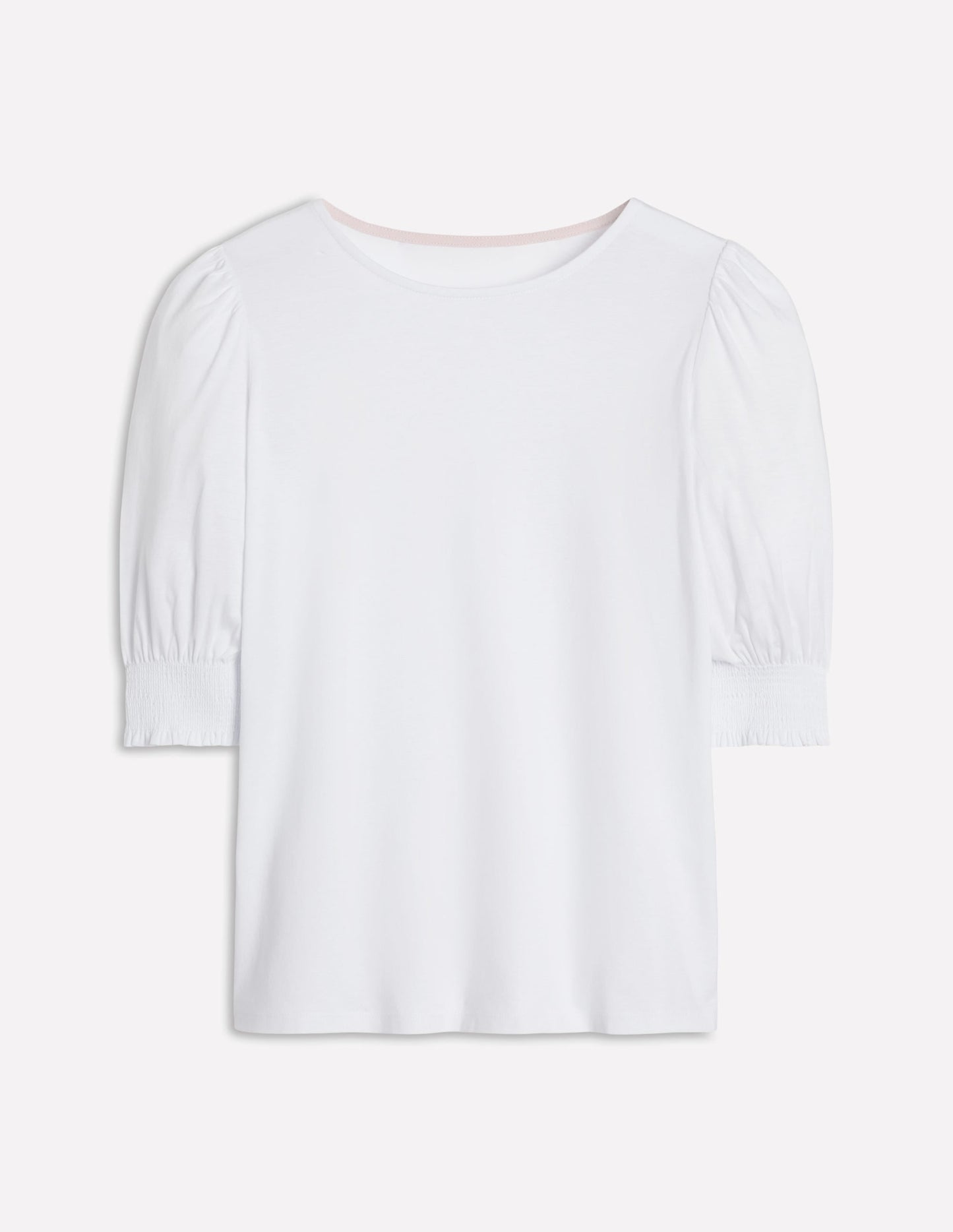 Short Sleeve Smocked Cuff Top-White