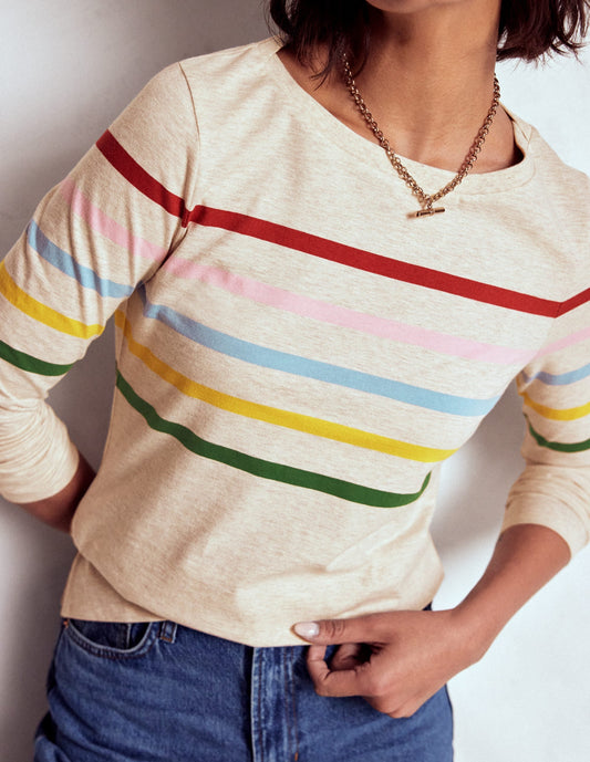 Olivia Long Sleeve Breton-Oatmeal Marl Placed Breton