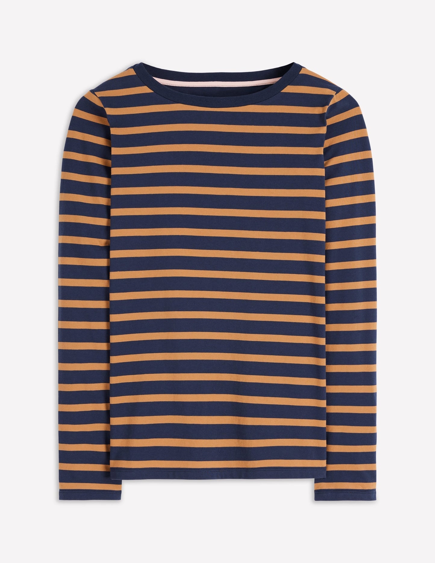 Olivia Long Sleeve Breton-Navy, Camel Stripe