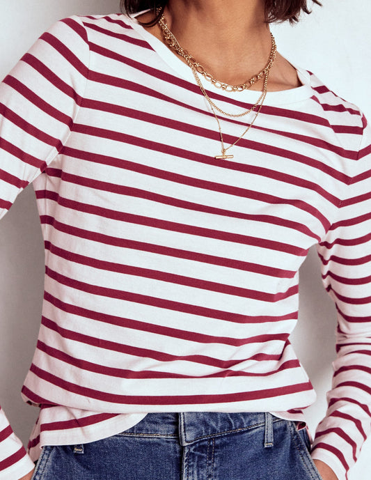 Olivia Long Sleeve Breton-Deep Wisteria Stripe