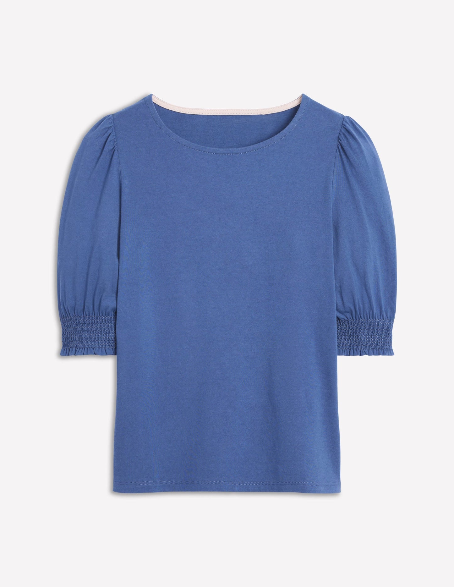 Short Sleeve Smocked Cuff Top-Denim Blue