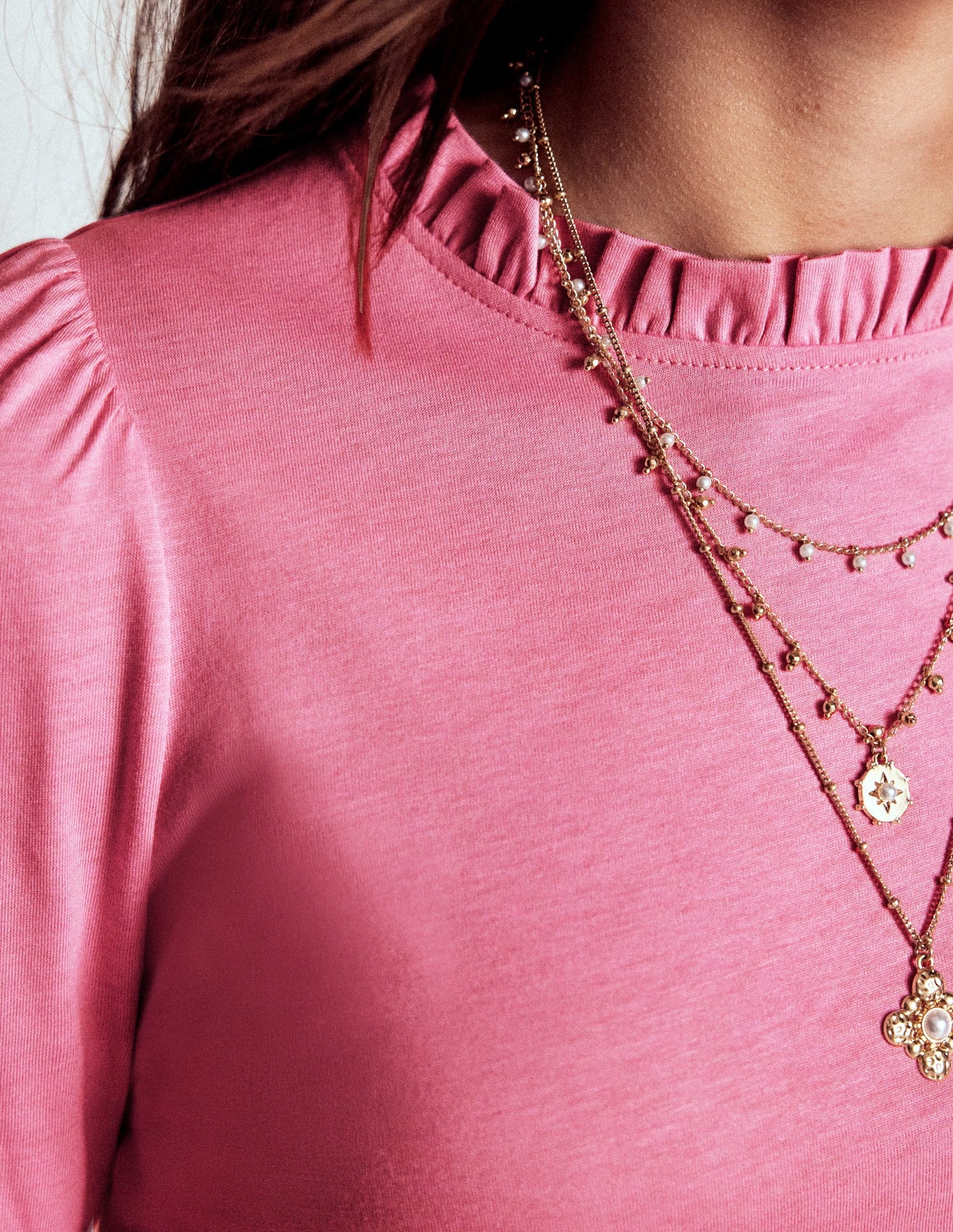 Supersoft Frill Detail Top-Formica Pink