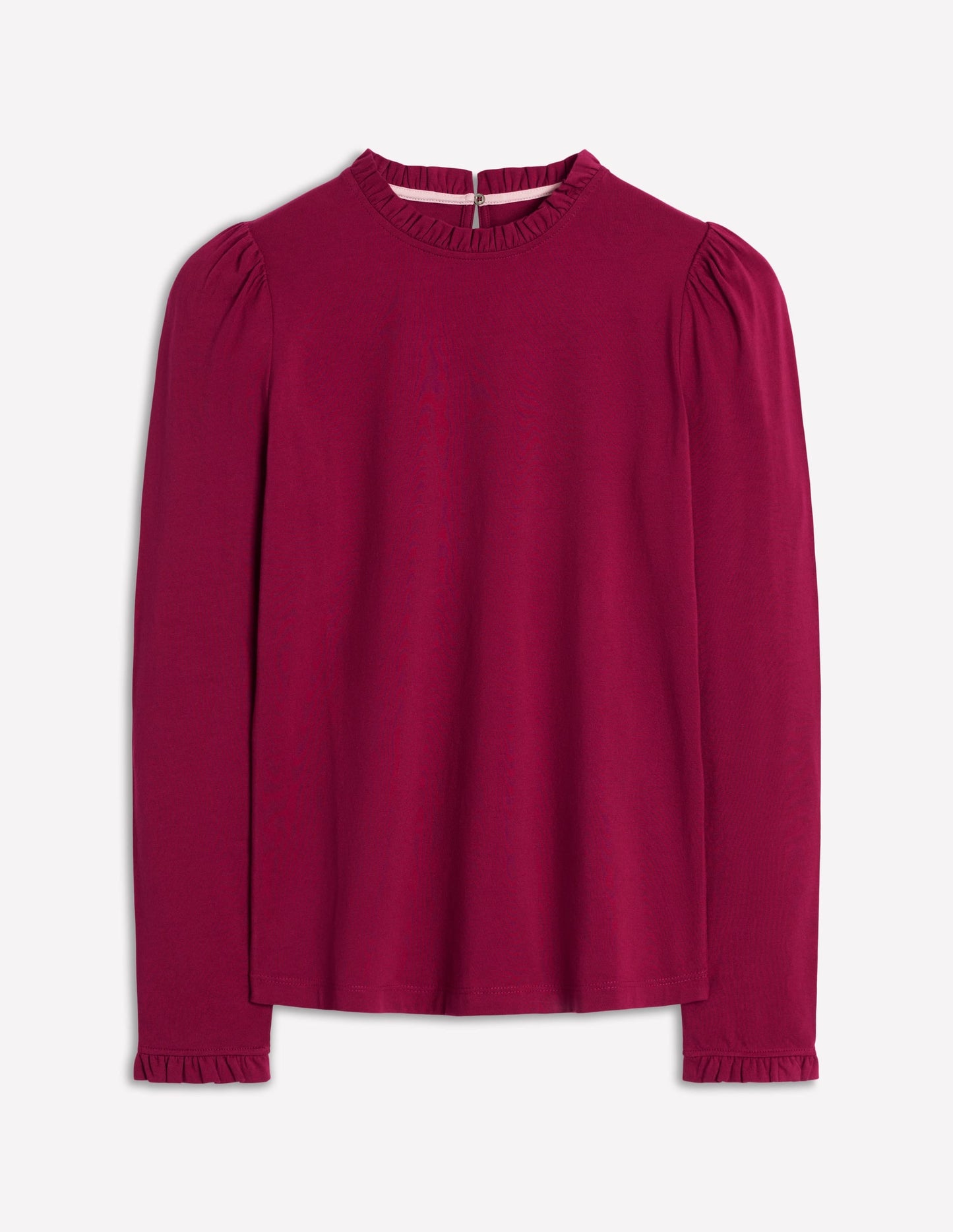 Supersoft Frill Detail Top-Burgundy Red