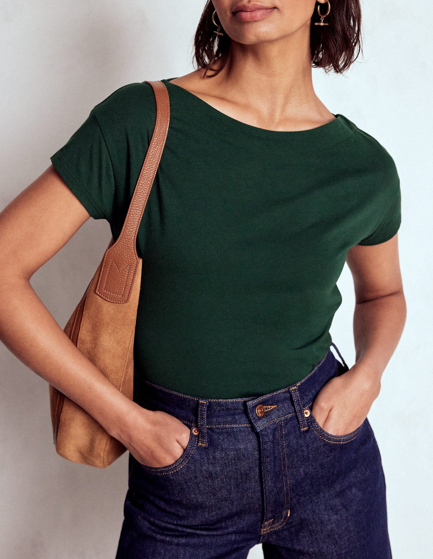 Supersoft Boat Neck T-Shirt-Green Pine