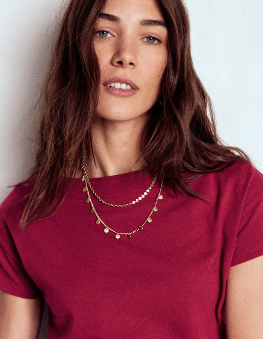 Supersoft Boat Neck T-Shirt-Burgundy Red