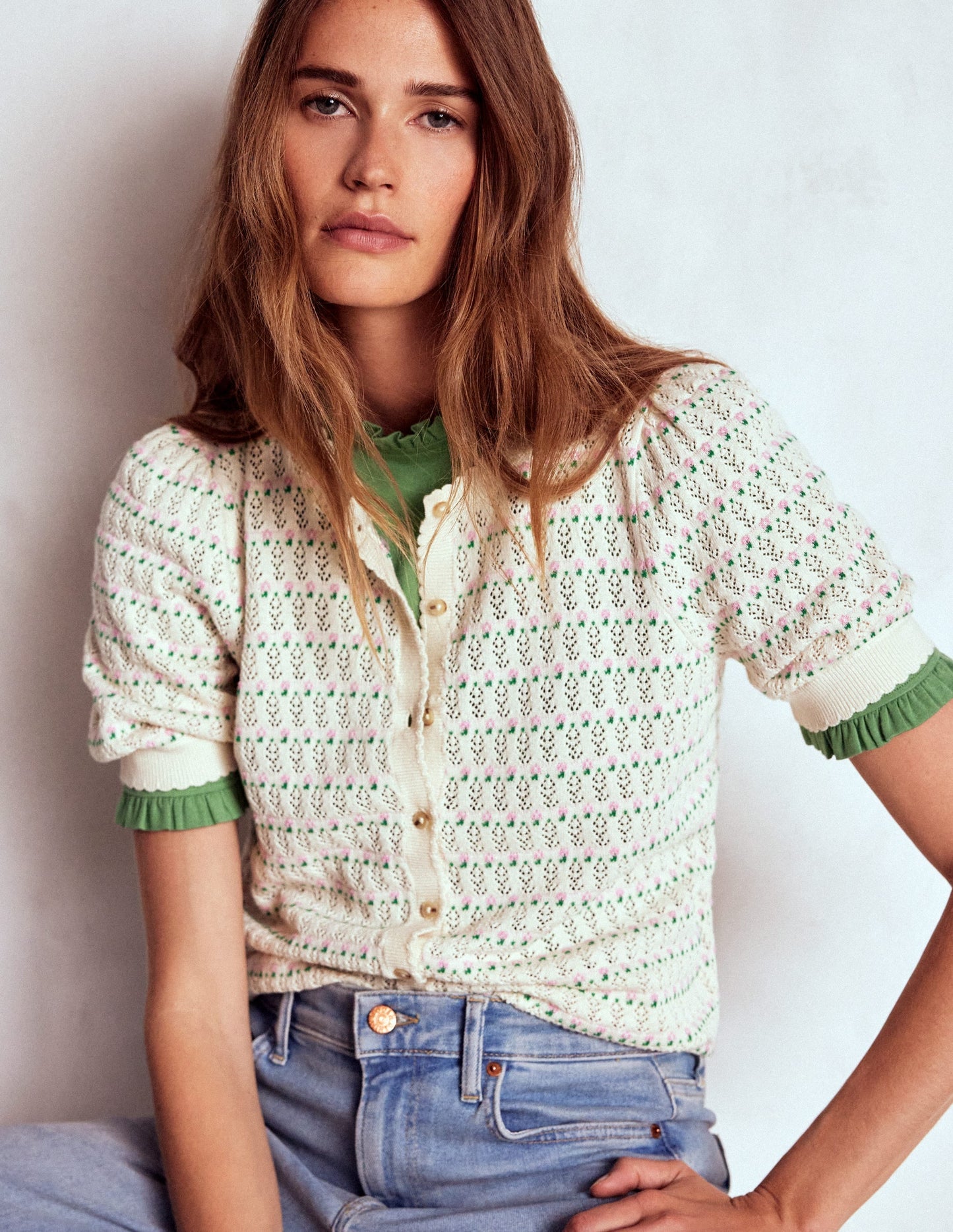 Supersoft Frill Detail T-shirt-Newt Green