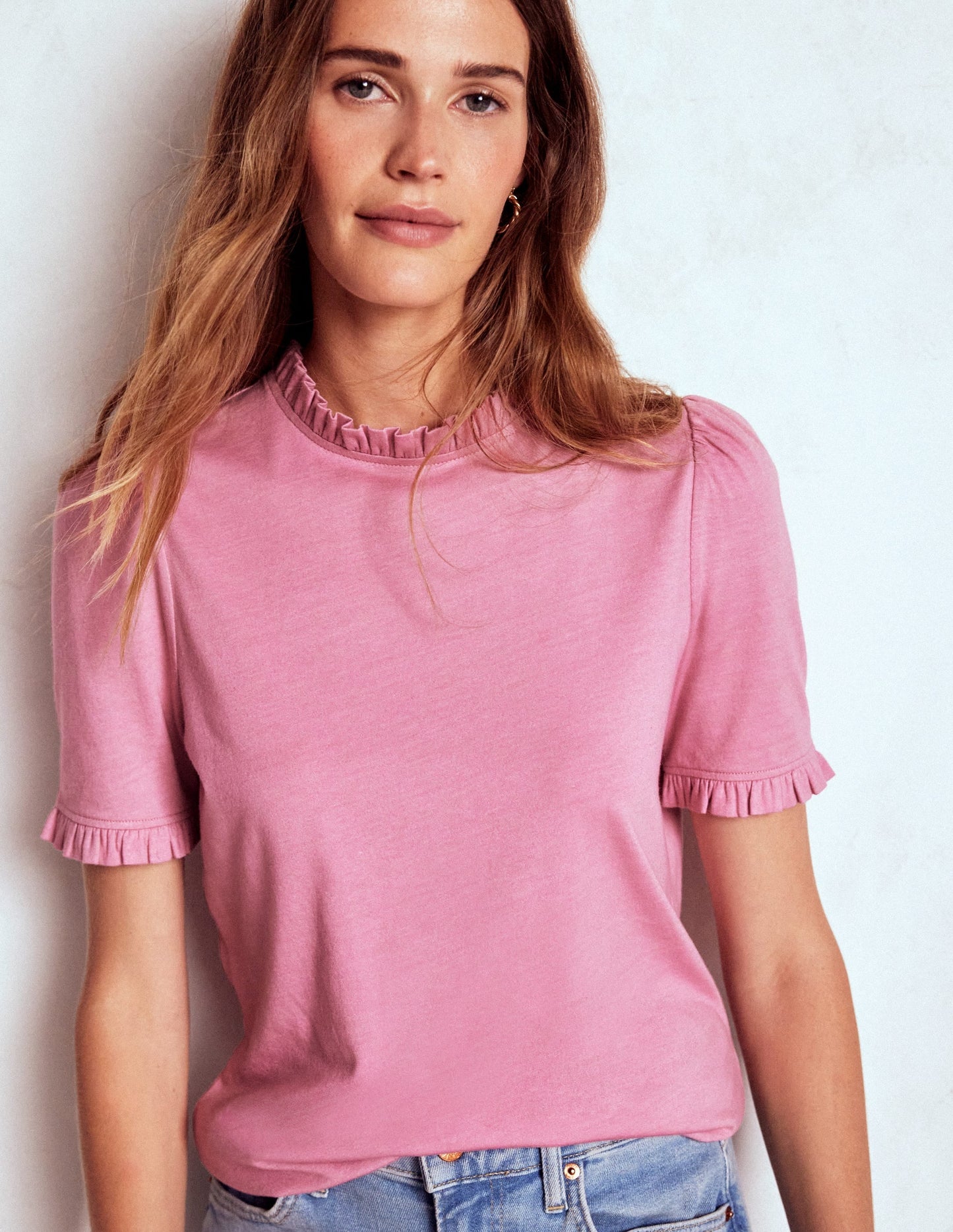 Supersoft Frill Detail T-shirt-Formica Pink