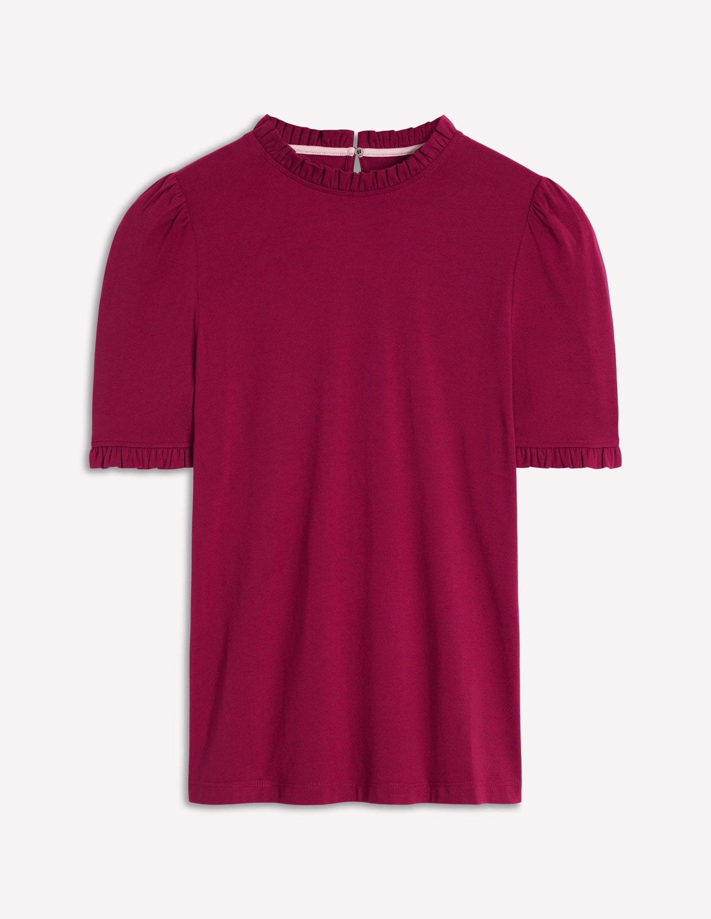 Supersoft Frill Detail T-shirt-Burgundy Red