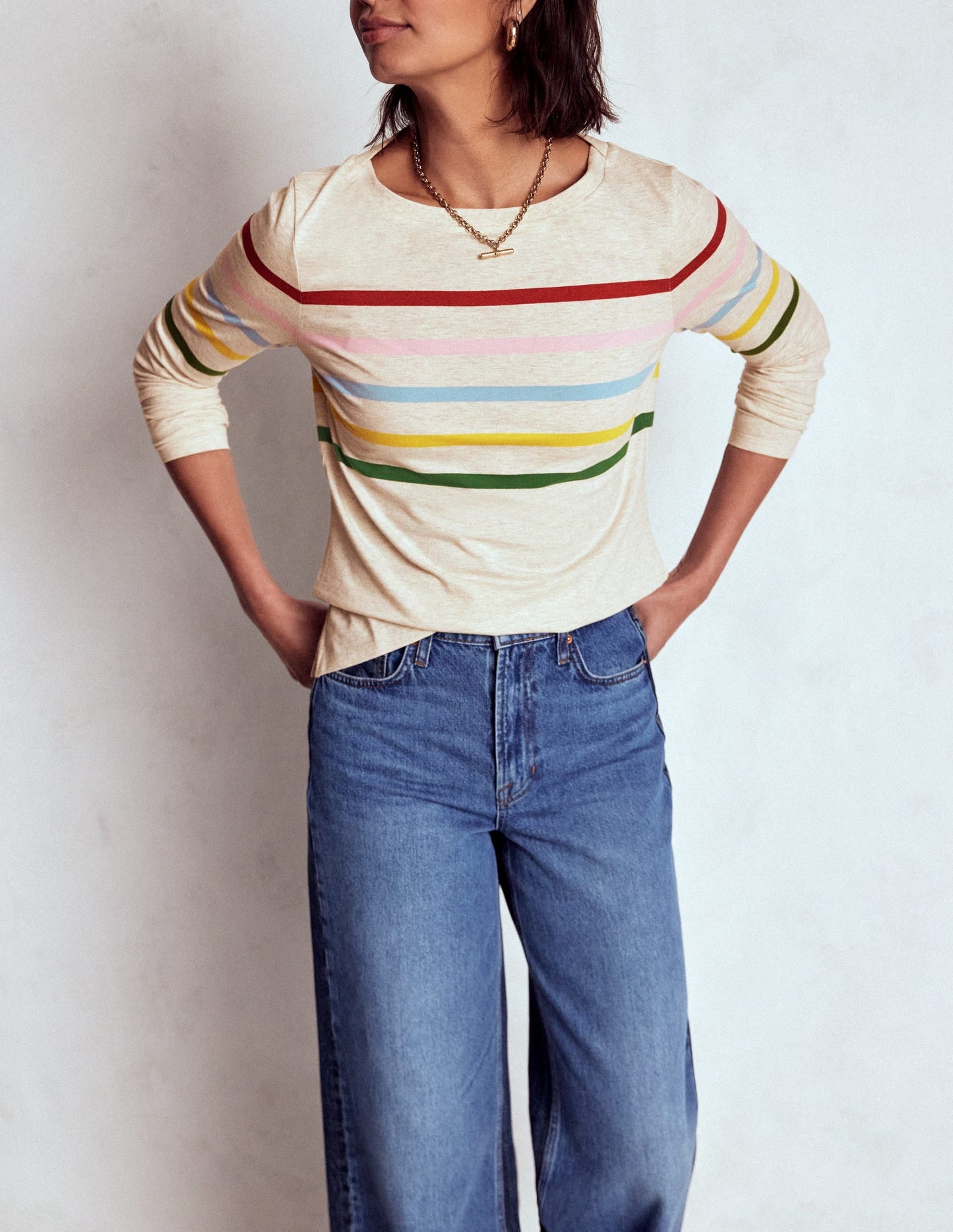 Olivia Long Sleeve Breton-Oatmeal Marl Placed Breton