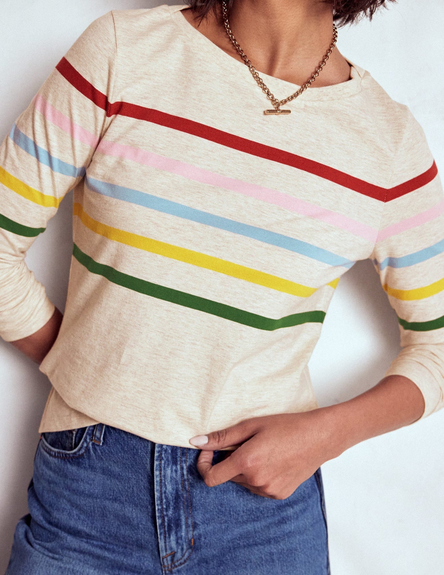 Olivia Long Sleeve Breton-Oatmeal Marl Placed Breton