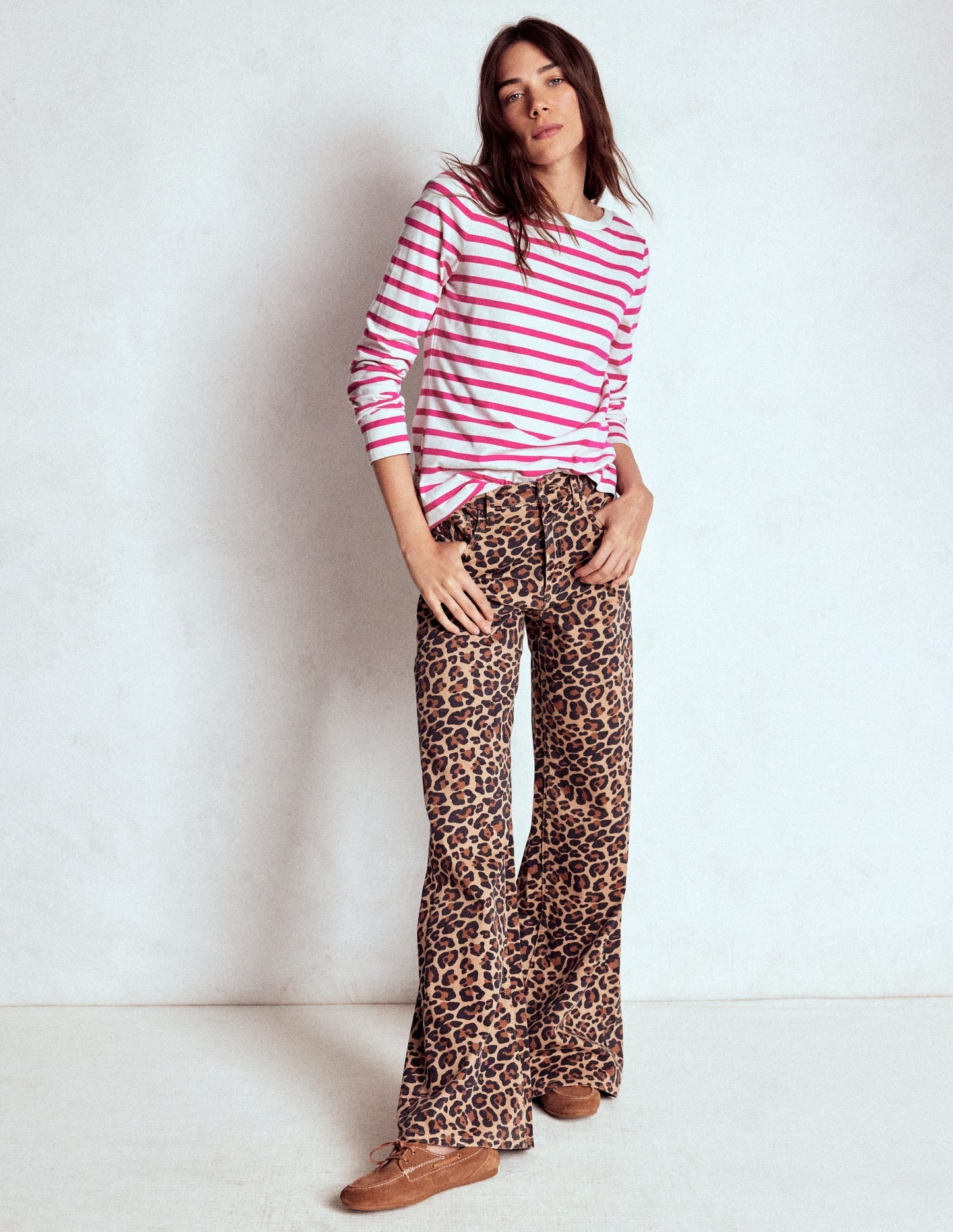 Olivia Long Sleeve Breton-Pink Peony Stripe