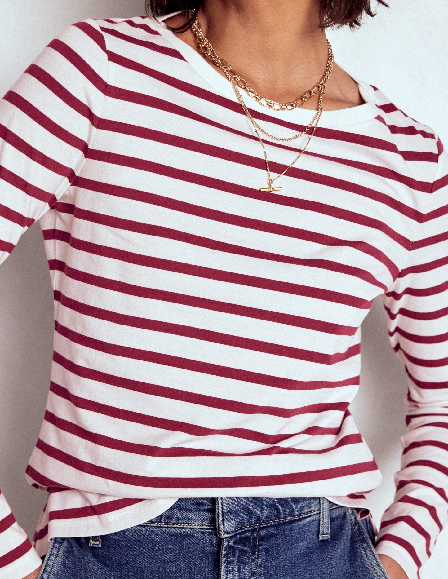 Olivia Long Sleeve Breton-Deep Wisteria Stripe